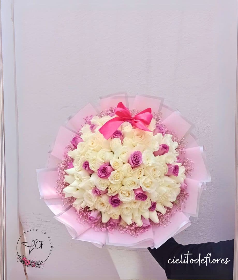 Bouquet Rosas Blanca Morada