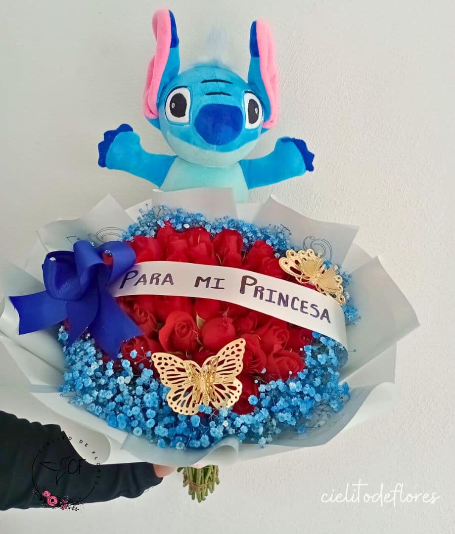 Bouquet Rosas Azul Peluche