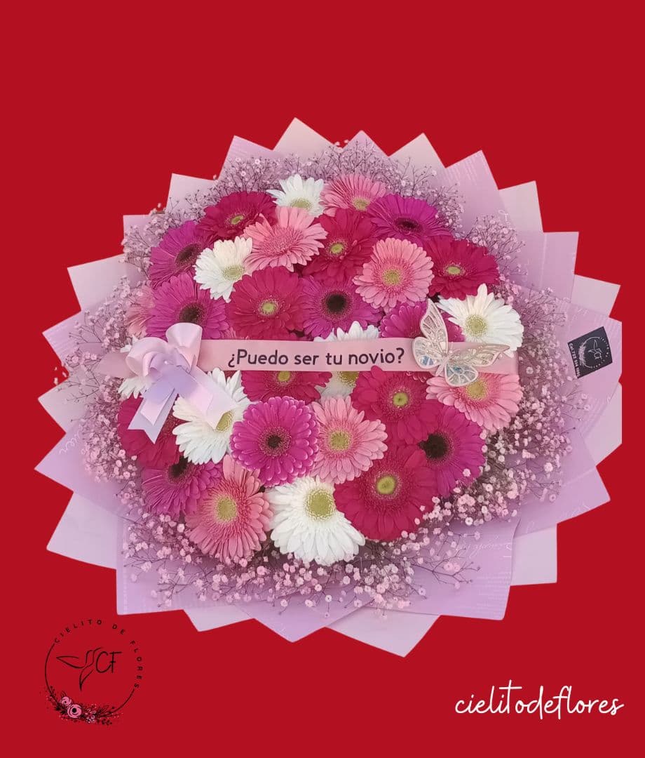 Bouquet gerberas con frase personalizada