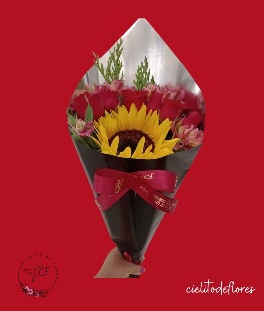 Bouquet Girasol con Rosa