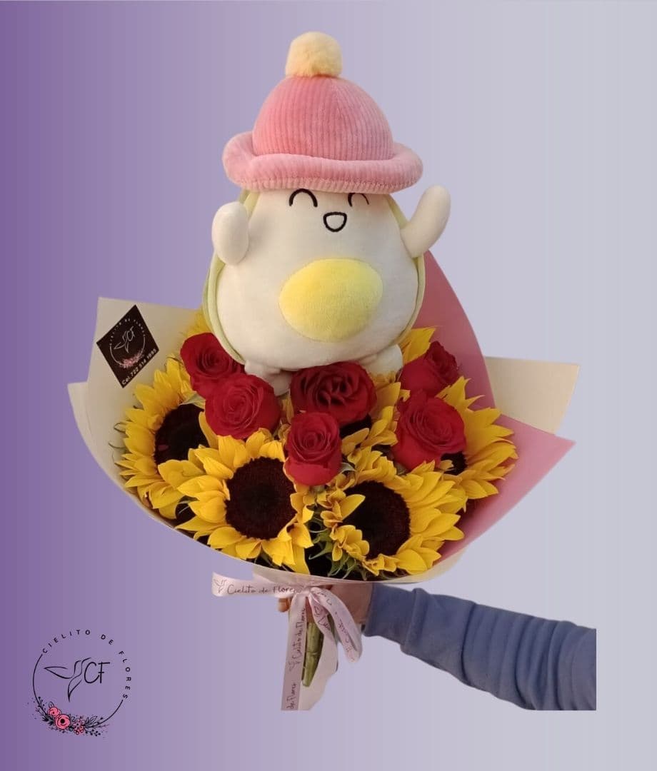 Ramo Girasol-Rosa-Peluche